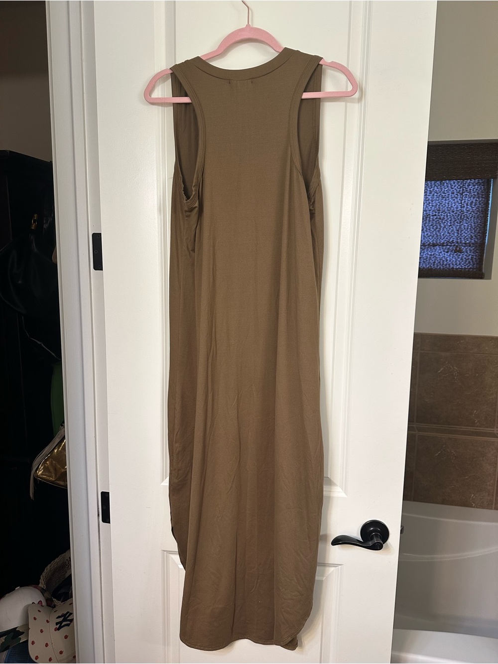 entro Sleeveless Midi Shift Dress in Taupe - Picture 3 of 10